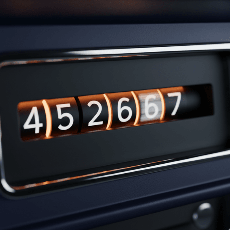 Odometer dial with a sync icon Automatic odometer